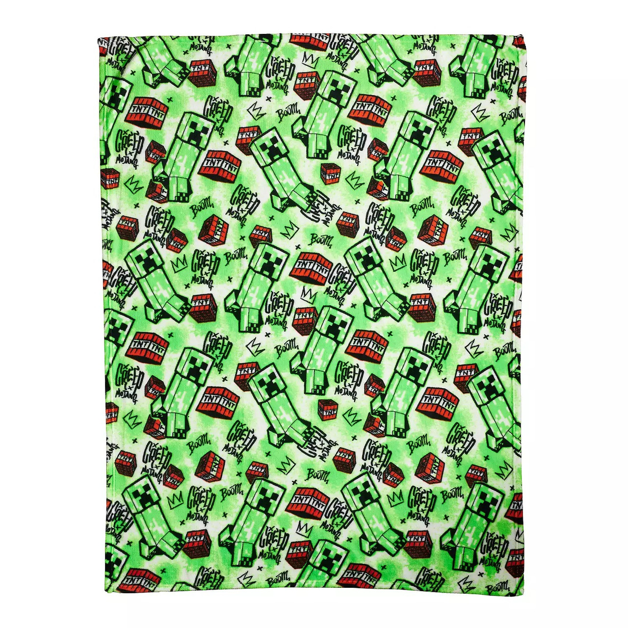 Minecraft Plush Creeper, TNT Soft Fleece Blanket Throw, 46 X 60